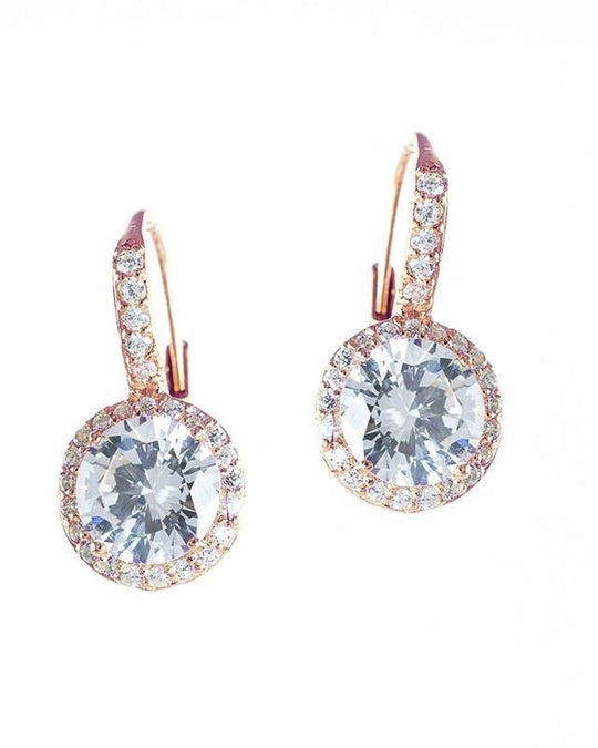 CZ By Kenneth Jay Lane - Rose Gold Round Drop Earrings In Silver