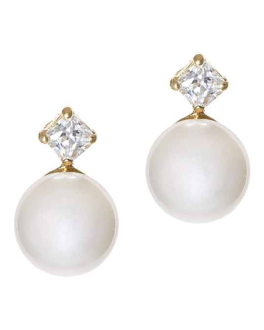 Jarin K Jewelry - Petite Pearl and CZ Earrings in Gold