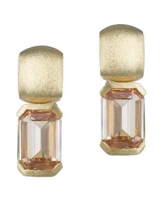 CZ by Kenneth Jay Lane - Champagne CZ Drop Earrings in Gold