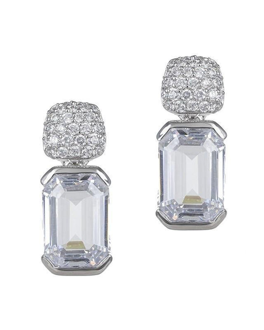 CZ by Kenneth Jay Lane - Cushion Drop Earrings in Silver