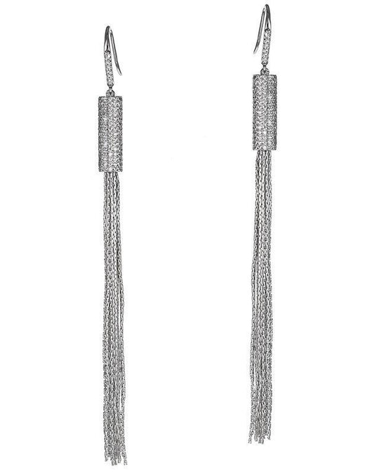 CZ by Kenneth Jay Lane - Silver Tassel Earrings in Silver