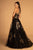 Elizabeth K - GL2655 Gold Embellished Halter Evening Gown In Black and Gold