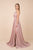 Nox Anabel - E184 Ruched Halter Bodice Metallic High Slit Gown