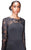 Janique - Elegant Long Floral Lace Neckline Jersey Dress K6422 in Black