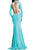 Johnathan Kayne - 576 Long Sleeve Ornate Queen Anne Dress in Blue and Green