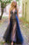 Embellished Column Dress with Tulle Overlay JVN46081