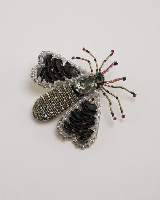 Hand Beaded Victorian Moth Brooch