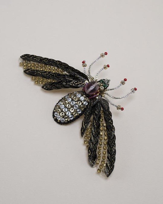Jarin K Jewelry - Hand Beaded Dragonfly Brooch in Black