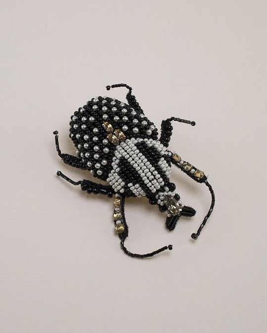 Hand Beaded Victorian Scarab Brooch