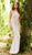 Jovani - 60609 Chain Embellished High Halter Sheath Dress in Ivory