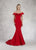 Janique - JQ1801 Split Off The Shoulder Mermaid Evening Gown In Red