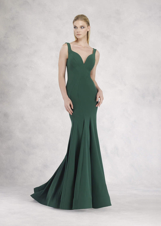 Janique - JQ1820 Sleeveless Vibrant Crepe Mermaid Gown in Green