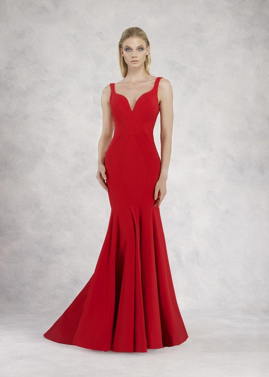 Janique - JA1820 Classy Sleeveless Mermaid Evening Dress In Red