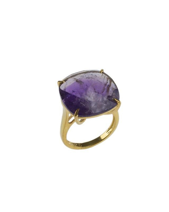 Amethyst Checkerboard Ring