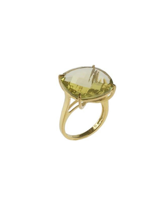 Lemon Quartz Checkerboard Ring