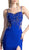 Cinderella Divine - Bead Embroidered Jersey Sheath Prom Dress in Blue
