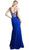 Cinderella Divine - JS0403 Bead Embroidered Jersey Sheath Prom Dress In Blue