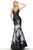 Jovani - 64289 Sleeveless V-Neck Trumpet Dress In Black and Multi