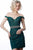 Jovani - JVN1102 Lace Applique Off Shoulder Fitted Cocktail Dress In Green