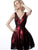 Jovani - JVN1499 Metallic Plunging V-Neck Cocktail Dress In Red