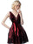 Jovani - JVN1499 Metallic Plunging V-Neck Cocktail Dress In Red