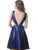 Jovani - JVN1499 Metallic Plunging V-Neck Cocktail Dress In Blue