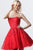 Jovani - JVN1830 Strapless Floral Lace Applique Tulle Cocktail Dress In Red