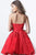 Jovani - JVN1830 Strapless Floral Lace Applique Tulle Cocktail Dress In Red