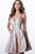 Jovani - JVN2093 Deep V-neck Pleated A-line Dress In Gold