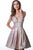 Jovani - JVN2093 Deep V-neck Pleated A-line Dress In Gold