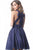 Jovani - JVN2131 Deep V-neck Glitter Fabric A-line Dress In Purple