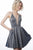 Jovani - JVN2173 Plunging Neck Illusion Lace Up Back Cocktail Dress In Blue