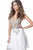Jovani - JVN2174 Embellished Deep V-neck A-line Dress In White
