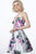 Jovani - JVN2176 Floral Print Deep V-neck A-line Dress In White and Print