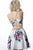 Jovani - JVN2176 Floral Print Deep V-neck A-line Dress In White and Print