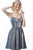 Jovani - JVN2190 Scoop Neckline Spaghetti Straps Short Dress In Blue