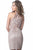 Jovani - JVN2207 Embroidered Halter Sheath Dress In Neutral