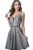 Jovani - JVN2299 Embellished Deep V-neck A-line Dress In Gray