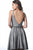 Jovani - JVN2299 Embellished Deep V-neck A-line Dress In Gray