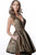 Jovani - JVN2364 Sleeveless Plunging V-neck A-line Dress In Brown