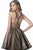 Jovani - JVN2364 Sleeveless Plunging V-neck A-line Dress In Brown