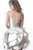 Jovani - JVN2386 Plunging V-neck Tiered A-line Dress In White and Neutral