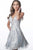 Jovani - JVN2451 Sequined Deep V-neck A-line Dress In Silver