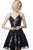 Jovani - JVN2451 Sequined Deep V-neck A-line Dress In Black
