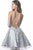 Jovani - JVN2451 Sequined Deep V-neck A-line Dress In Silver