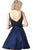 Jovani - JVN2470 Embellished Deep V-neck A-line Cocktail Dress In Blue