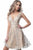 Jovani - JVN2473 Bedazzled Deep V-neck A-line Dress In Neutral