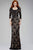 Quarter Length Sleeve Square Neck Lace and Crystal Embellished Sheath Dress 26877