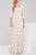 Quarter Length Sleeve Square Neck Lace and Crystal Embellished Sheath Dress 26877