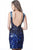 Jovani - JVN3191 Sequined Bateau Sheath Dress In Blue and Multi-Color